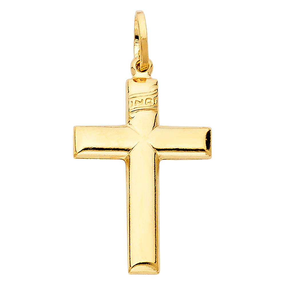14K Yellow Gold Medium Hollow Latin Religious Cross Pendant (20X30 Mm )